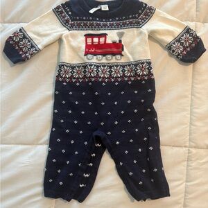 Janie and Jack Navy and White Train One Piece